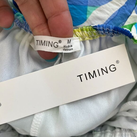 Timing Tropical Leaf Print Maxi Dress NWT Cutout Tie Back Size M - Picture 10 of 12